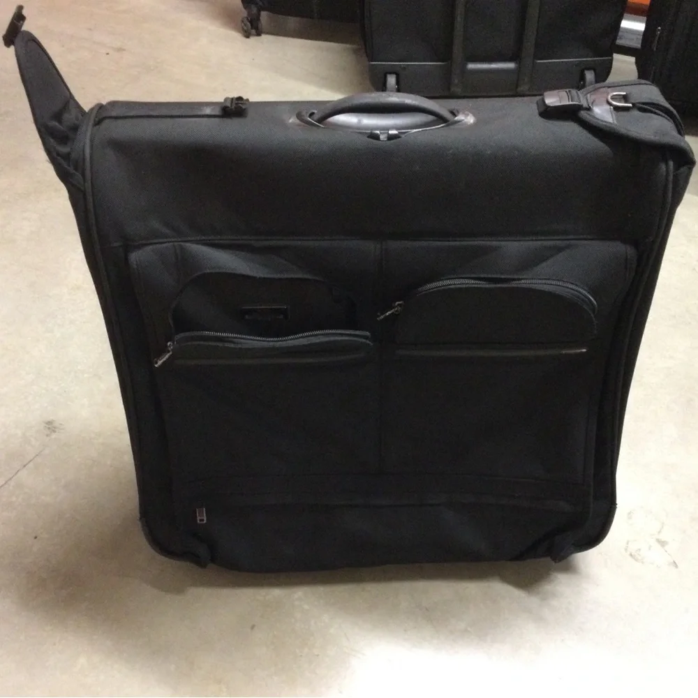 Men's Black Travel Garment Bag with Front Zip Pockets